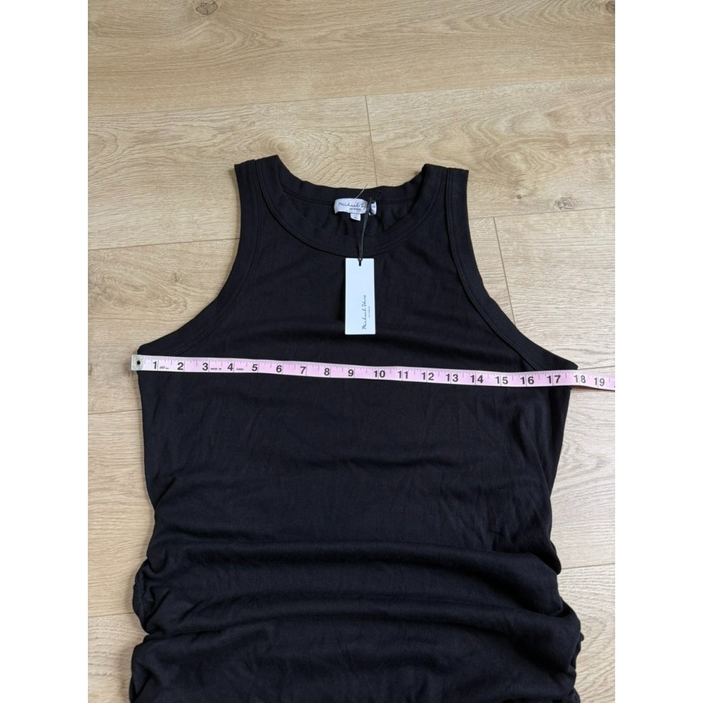NWT Michael Stars Wren ruched midi ultra rib Black high neck stretch size XL - Picture 9 of 10